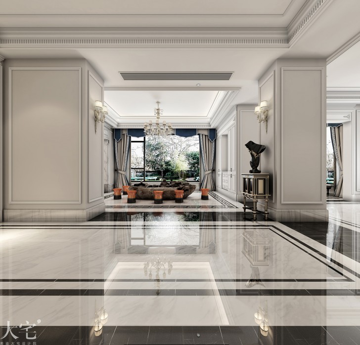 水岸新都600平方米法式风格案例效果图-茶室