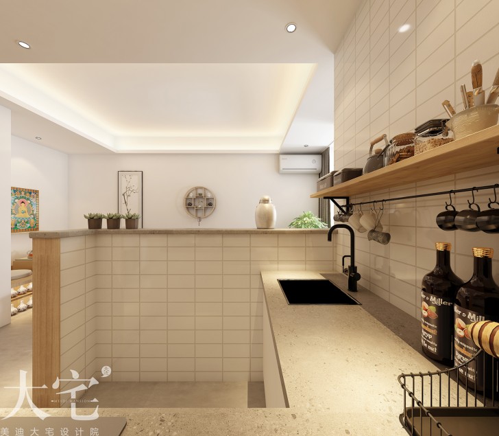 五一广场商圈50平方米北欧风格民宿公寓案例效果图-厨房