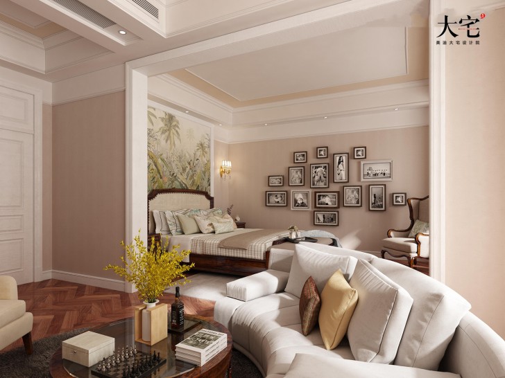 昆仑和府1300平方米美式风格案例效果图-卧室