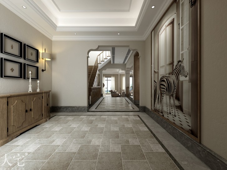 水印加州300平方米美式风格案例效果图-过道