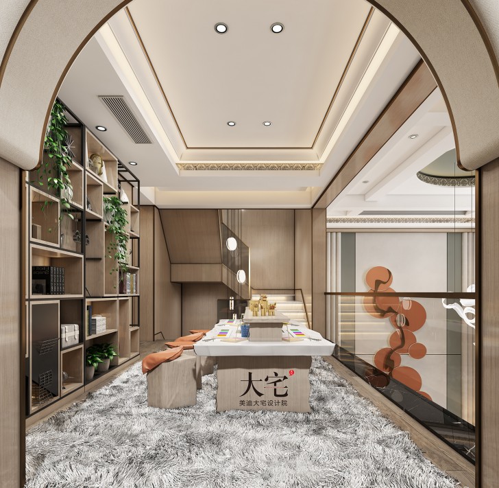 龙湖湘风原著260平方米简美风格案例效果图-会客厅