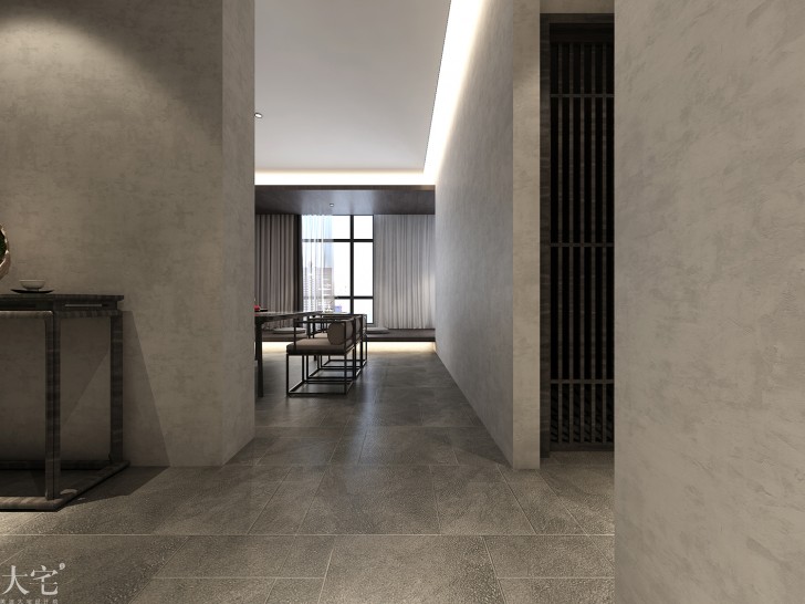 树木岭自然公寓120平方米新中式风格茶室案例效果图-过厅