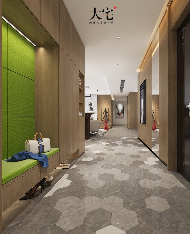 湘江壹号245平方米现代风格案例效果图-过道