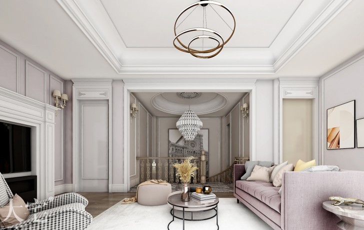 水岸新都600平方米法式风格案例效果图-起居室