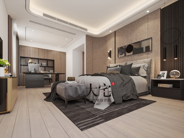 湘江壹号245平方米现代风格案例效果图-卧室