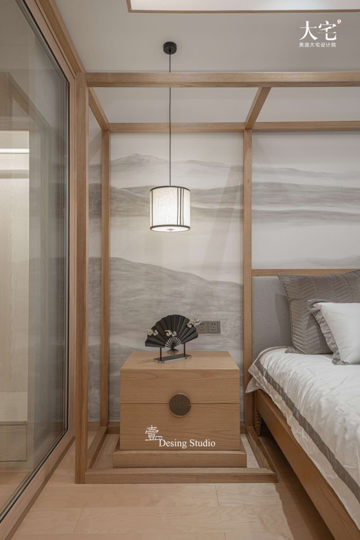 藏珑390平方米禅意新中式风格案例效果图-卧室