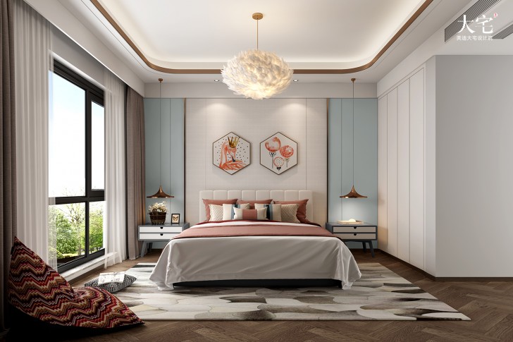 橘郡礼顿山620平方米中式风格案例效果图-卧室