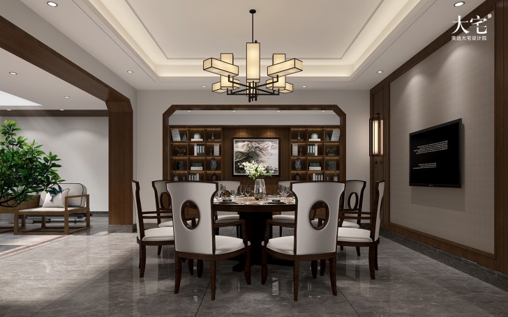 橘郡礼顿山620平方米中式风格案例效果图-餐厅