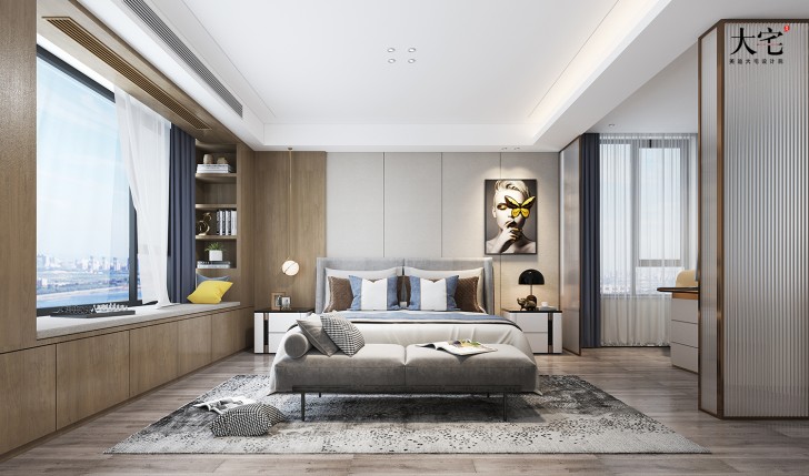 湘江壹号245平方米现代风格案例效果图-卧室