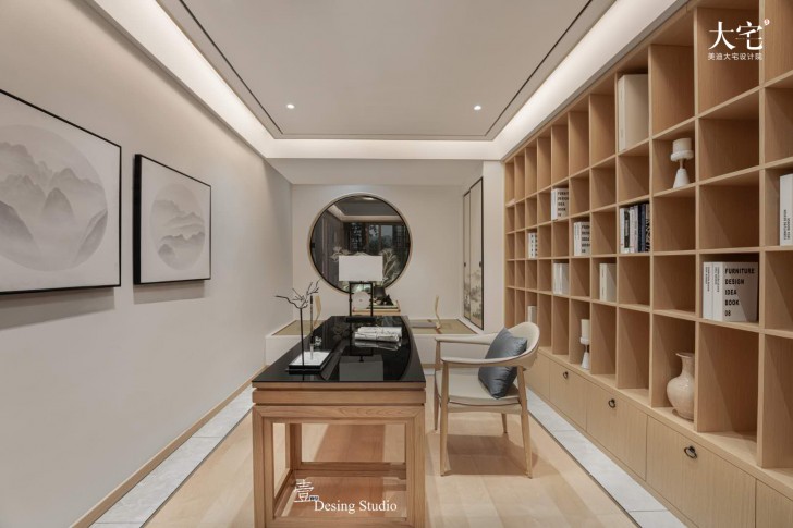 藏珑390平方米禅意新中式风格案例效果图-茶室