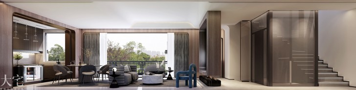 绿城高尔夫小镇400平方米现代轻奢风格案例效果图-客厅