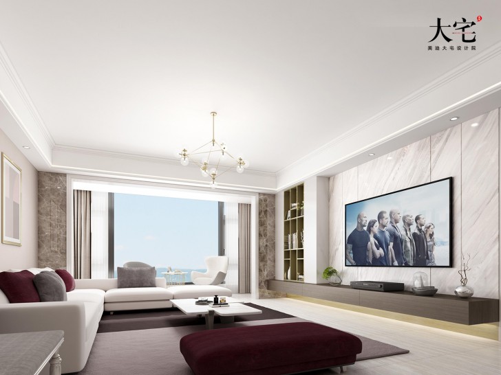 金域南外滩184平方米现代风格案例效果图-客厅