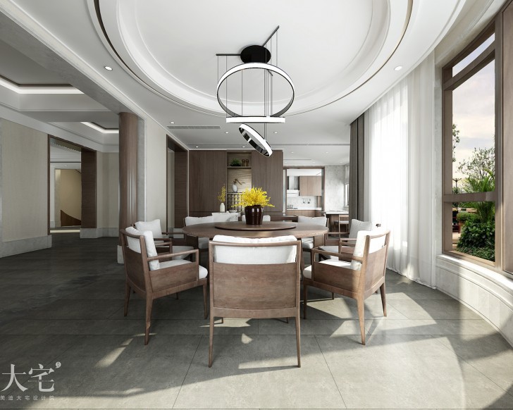 提亚纳湾700平方米新中式风格案例效果图-餐厅