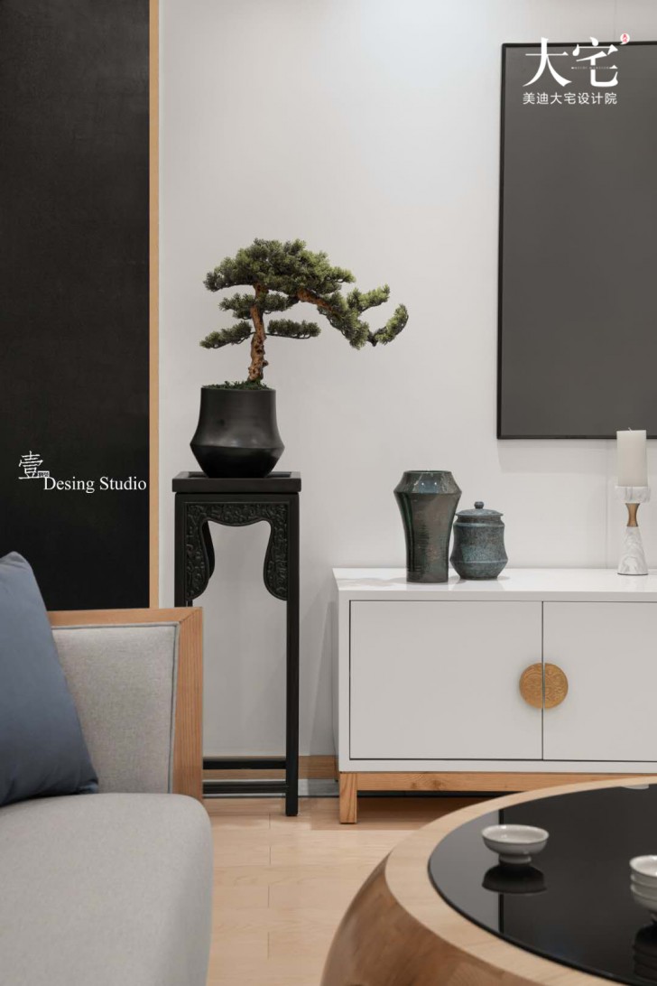 藏珑390平方米禅意新中式风格案例效果图-客厅