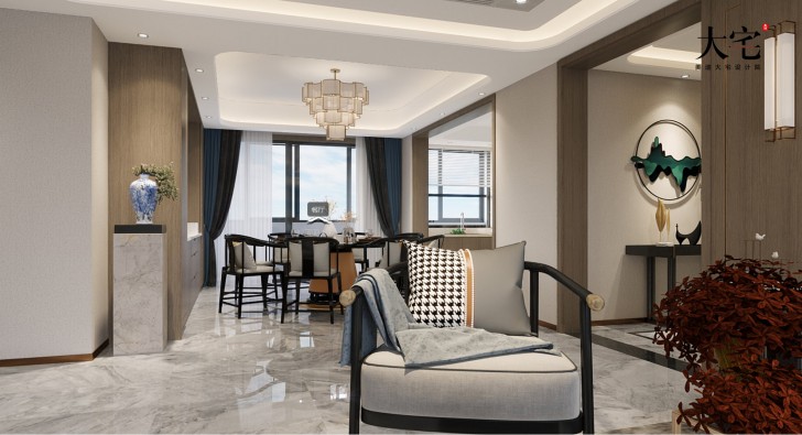 湘江壹号245平方米新中式风格案例效果图-餐厅