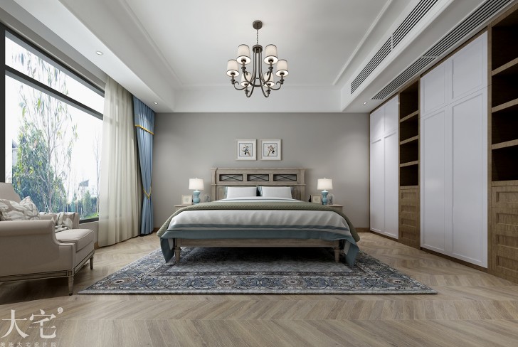 水印加州300平方米美式风格案例效果图-卧室