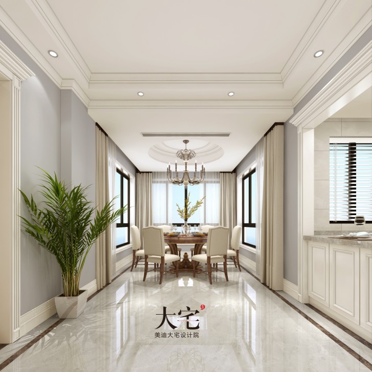 北大资源理想家园260平方米简美风格案例效果图-客厅