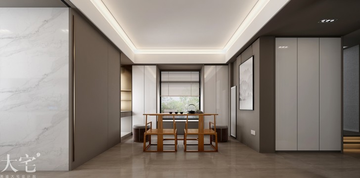 金地社区45平方米新中式禅意风格案例效果图-茶室