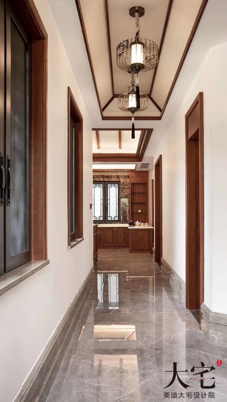 绿城青竹园桃李春风185平方米新中式风格案例效果图-过道