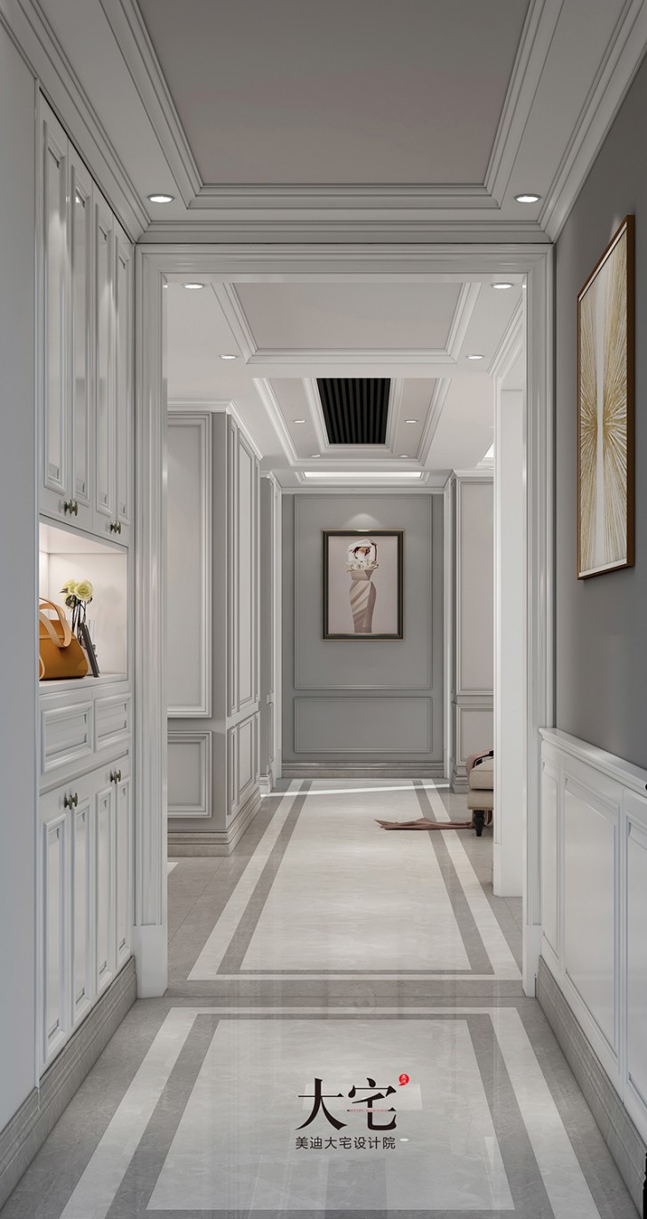 湘江壹号220平方米简美风格案例效果图-过道