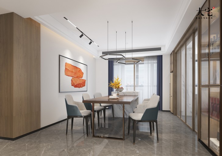 湘江壹号245平方米现代风格案例效果图-餐厅