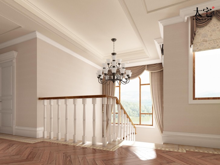 昆仑和府1300平方米美式风格案例效果图-过道