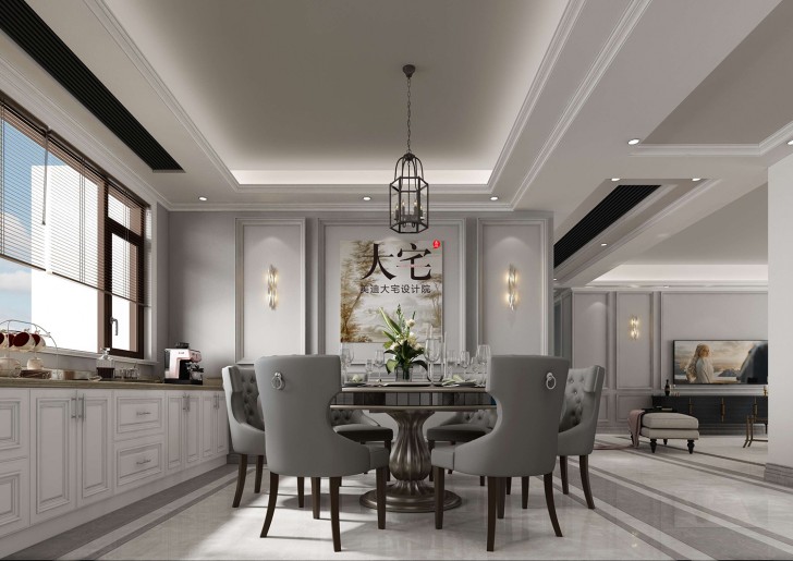 湘江壹号220平方米简美风格案例效果图-餐厅