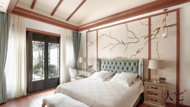 绿城青竹园桃李春风185平方米新中式风格案例效果图-卧室