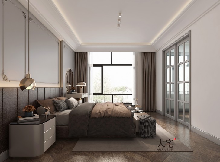 北大资源理想家园460平方米现代轻奢风格案例效果图-卧室