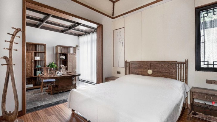 绿城青竹园桃李春风185平方米新中式风格案例效果图-卧室