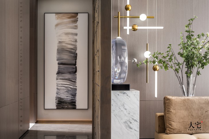 邯郸保利185平方米现代轻奢风格样板间案例效果图-玄关