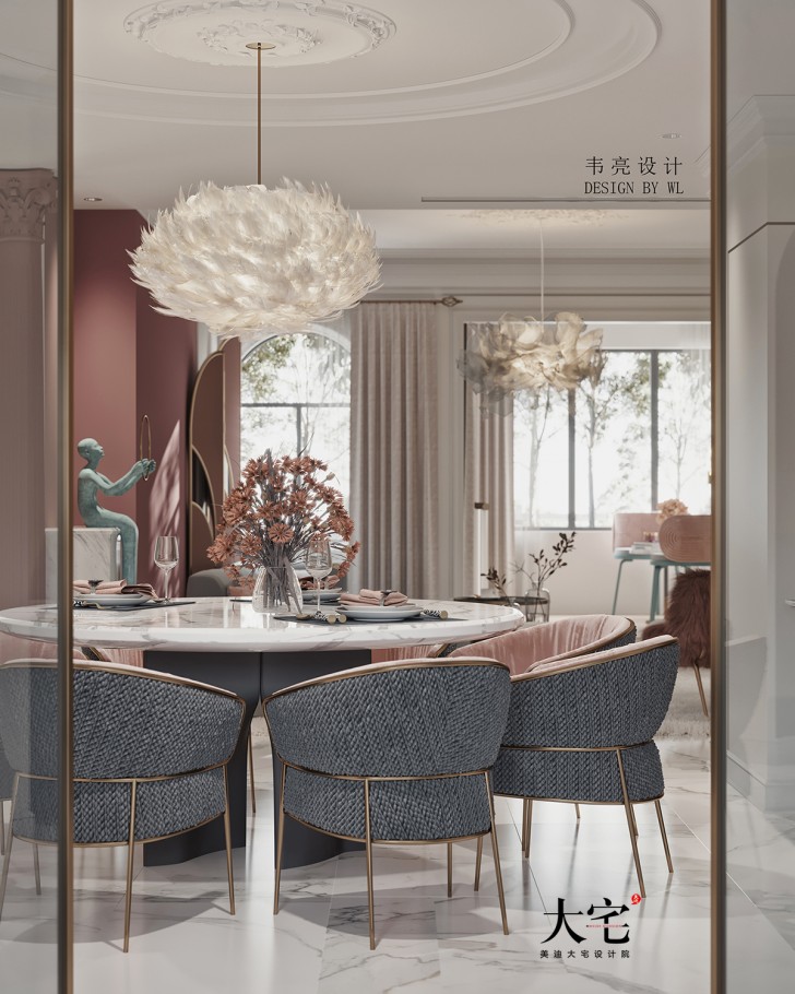 润和紫郡180平方米法式轻奢风格案例效果图-餐厅