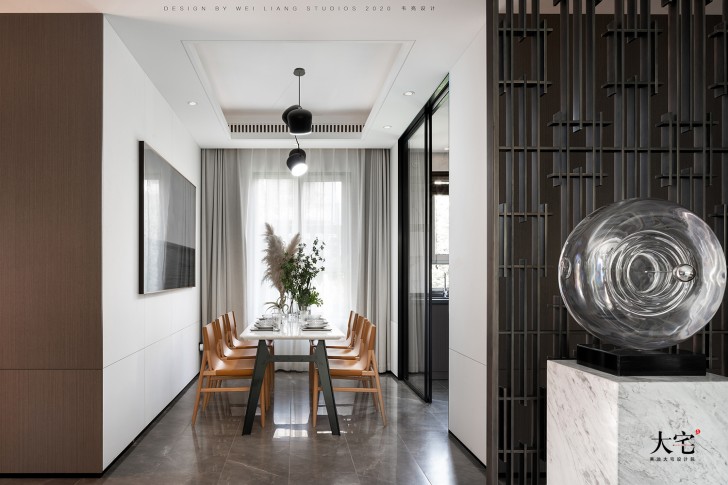 邯郸保利185平方米现代轻奢风格样板间案例效果图-餐厅