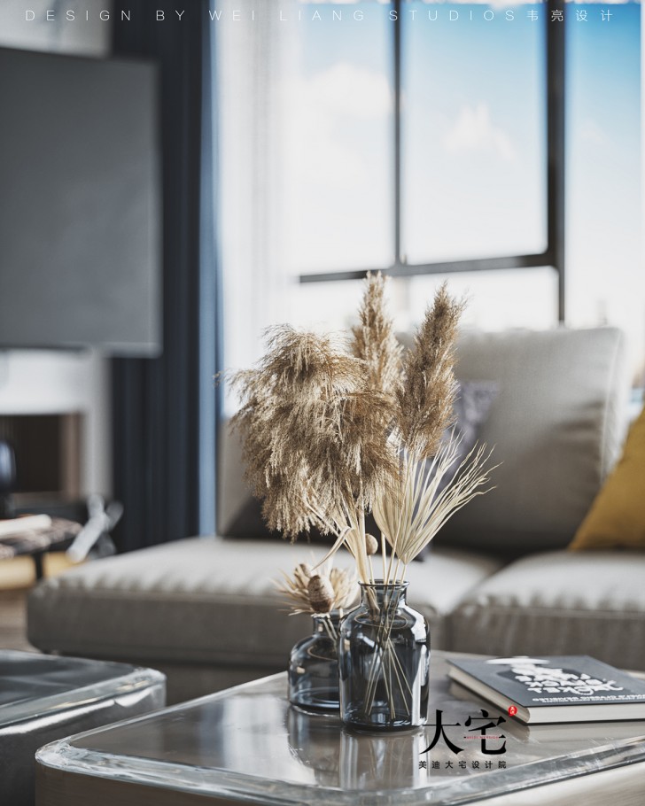 保利天禧240平方米现代极简风格案例效果图-客厅