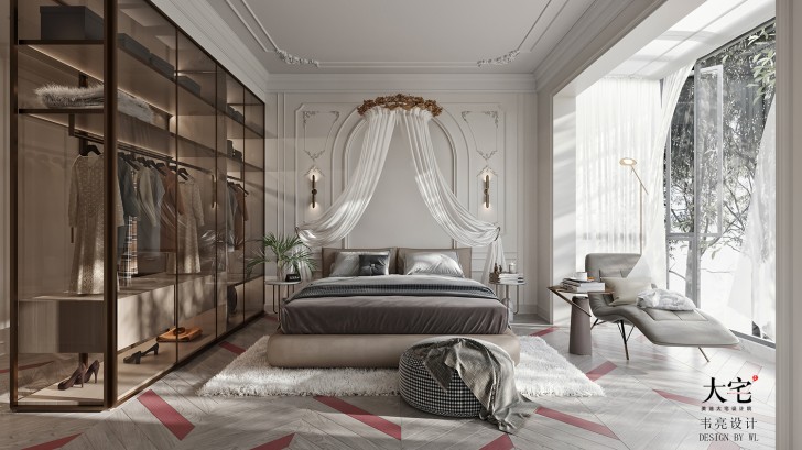 润和紫郡180平方米法式轻奢风格案例效果图-卧室