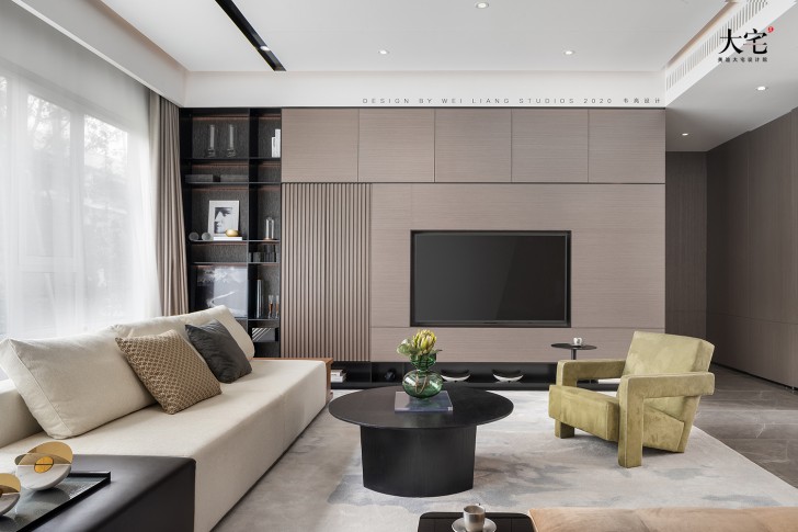 邯郸保利185平方米现代轻奢风格样板间案例效果图-客厅