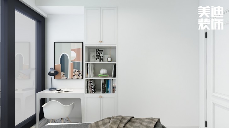 君合天玺99平方米北欧风格案例效果图—卧室