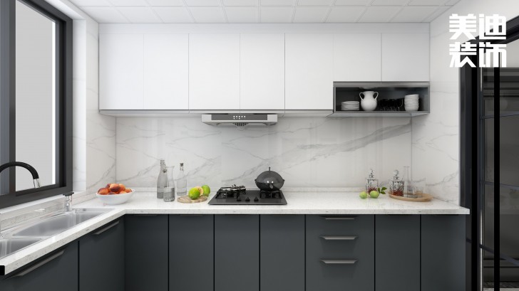 君合天玺99平方米北欧风格案例效果图—厨房