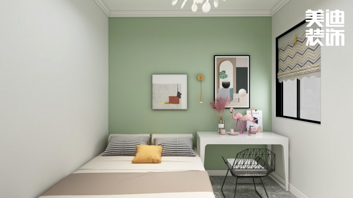 君合天玺99平方米北欧风格案例效果图—卧室