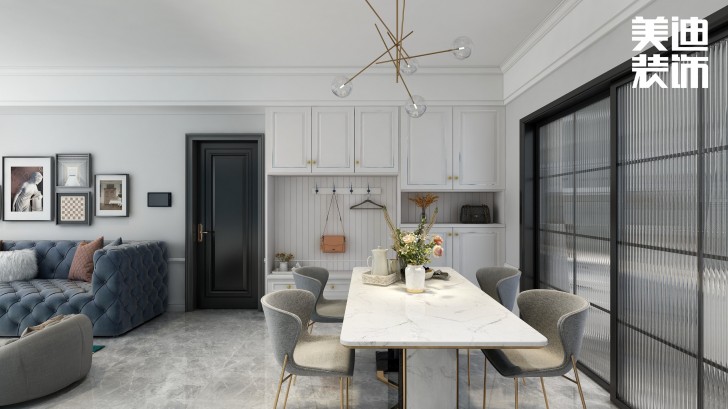 洋湖十八克拉130平方米法式轻奢风格案例效果图—餐厅