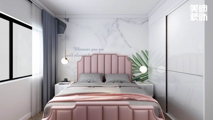 君合天玺99平方米北欧风格案例效果图—卧室