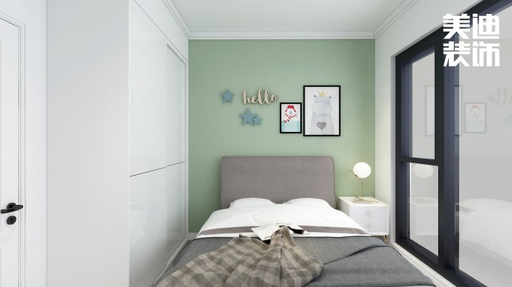 君合天玺99平方米北欧风格案例效果图—卧室