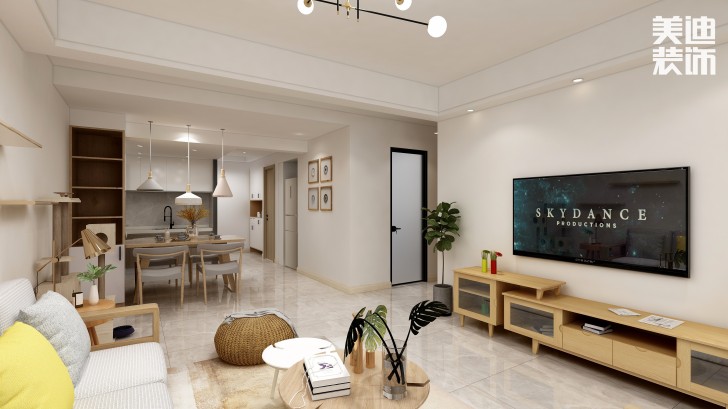 湘翰御舍88㎡日式风格案例效果图—客厅