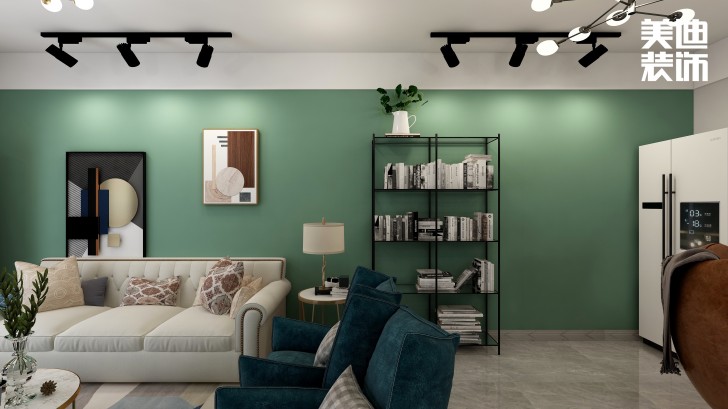 明发国际85㎡轻奢风格案例效果图—客厅