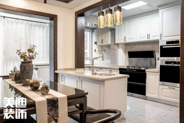 五矿.紫湖香醍150㎡新中式风格实景效果图—厨房