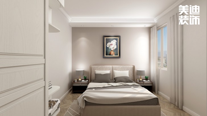 高铁芯城120㎡法式风格案例效果图—卧室