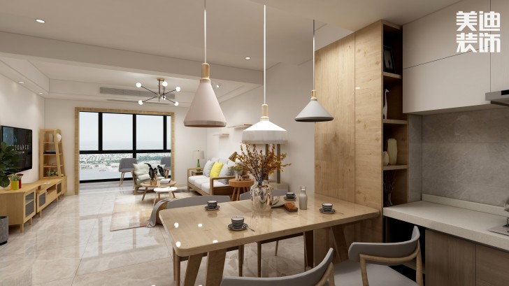 湘翰御舍88㎡日式风格案例效果图—餐厅