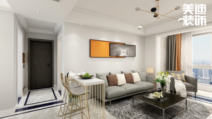 兰亭湾畔130㎡现代风格案例效果图—客厅