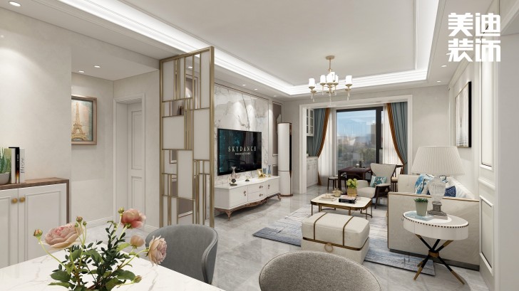 高铁芯城120㎡法式风格案例效果图—餐厅