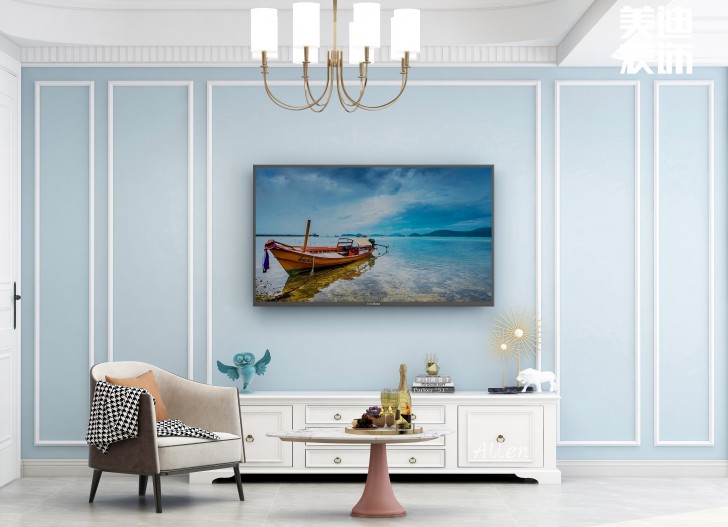 保利大都汇125㎡简欧风格案例效果图—客厅